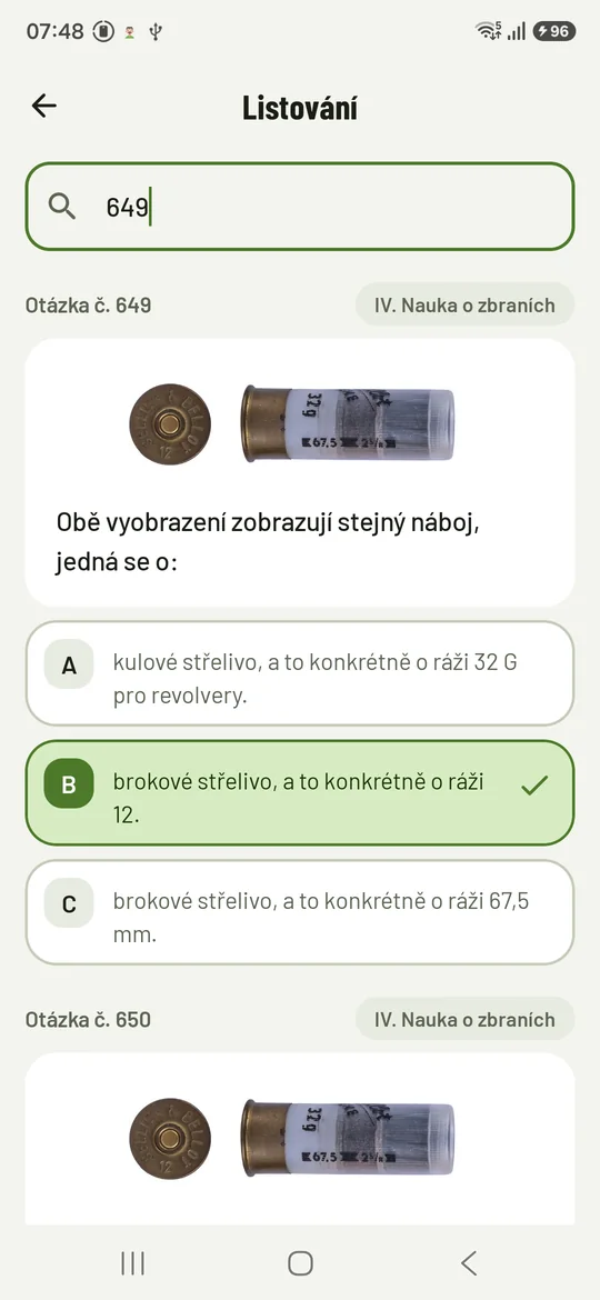 Listování otázkami s obrázkovou otázkou